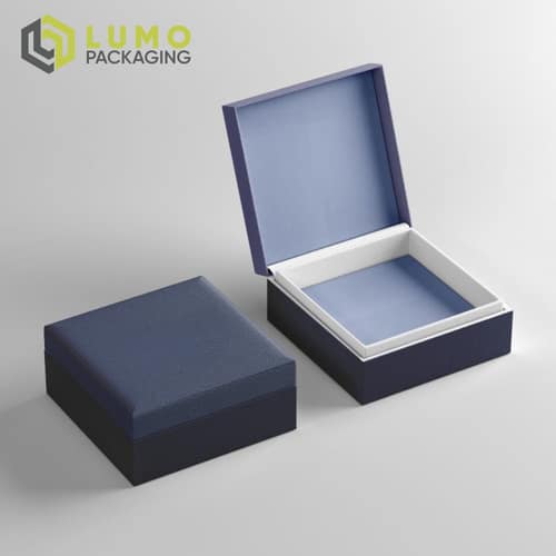 Blue Textured Hinged Magnetic Box