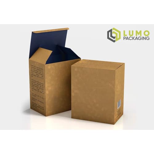 Kraft Tuck Top Box with Blue Interior