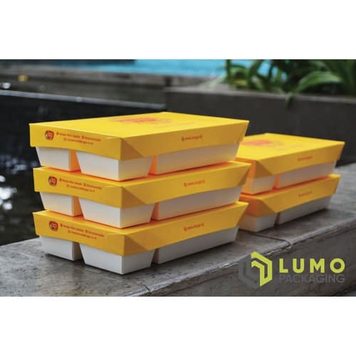 Yellow Printed Paper Bento Tray