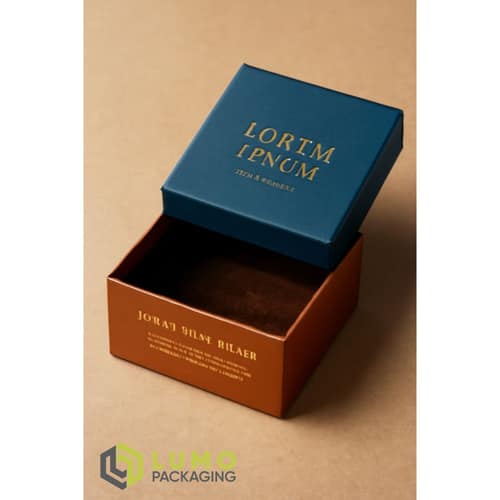 Blue Brown Gold Foil Two-Piece Box